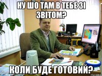 ну шо там в тебе зі звітом? коли буде готовий?