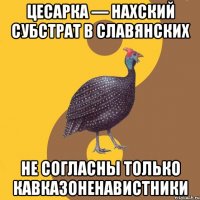цесарка — нахский субстрат в славянских не согласны только кавказоненавистники