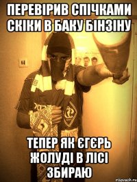перевірив спічками скіки в баку бінзіну тепер як єгєрь жолуді в лісі збираю