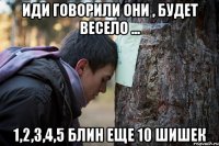 иди говорили они , будет весело ... 1,2,3,4,5 блин еще 10 шишек