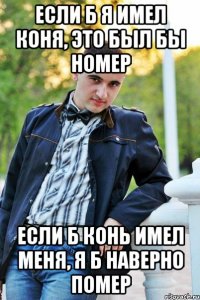 если б я имел коня, это был бы номер если б конь имел меня, я б наверно помер