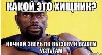 какой это хищник? ночной зверь по вызову к вашем услугам
