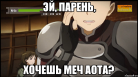 эй, парень, хочешь меч аота?