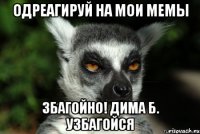 одреагируй на мои мемы збагойно! дима б. узбагойся
