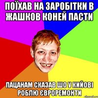 поїхав на заробітки в жашков коней пасти пацанам сказав шо у кийові роблю євроремонти