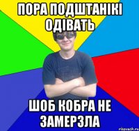 пора подштанікі одівать шоб кобра не замерзла