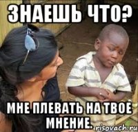 Знаешь что? Мне плевать на твое мнение.