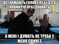 ВСІ ЛАМАЮТЬ ГОЛОВУ ДЕ БУДУТЬ НОВИЙ РІК ПРаЗДНОВАТЬ а мені і думать не треба у меня свині е