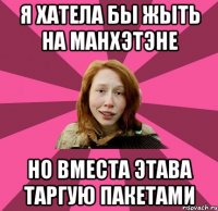 я хатела бы жыть на манхэтэне но вместа этава таргую пакетами