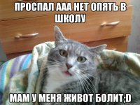 проспал ааа нет опять в школу мам у меня живот болит;d