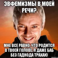 эвфемизмы в моей речи? мне все равно, что родится в твоей голове, я даже баб без гаднода трахаю