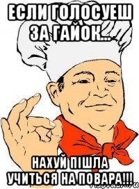 Если голосуеш за гайок... Нахуй пішла учиться на повара!!!
