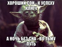 хороший сон - к успеху ключ а ночь без сна - во тьму путь