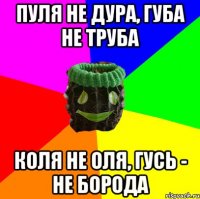 пуля не дура, губа не труба коля не оля, гусь - не борода