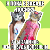 я пока в засаде посижу а ты займись чем-нибудь полезным