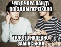 чув,вчора панду поїздом переїхало тюю,то напевно замійський