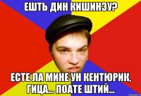 ешть дин кишинэу? есте ла мине ун кентюрик, гица... поате штий...