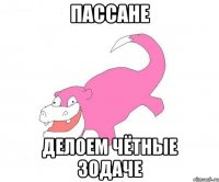 ПАССАНЕ ДЕЛОЕМ ЧЁТНЫЕ ЗОДАЧЕ