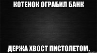 котенок ограбил банк держа хвост пистолетом.