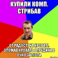 купили комп. стрибав от радості на кроваті. зломав кровать і прудина в очко залізла
