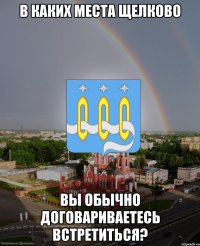 В КАКИХ МЕСТА ЩЕЛКОВО ВЫ ОБЫЧНО ДОГОВАРИВАЕТЕСЬ ВСТРЕТИТЬСЯ?
