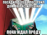 посадил дерево, построил дом, вырастил сына пока ждал проду