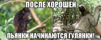 после хорошей пьянки начинаются гулянки!