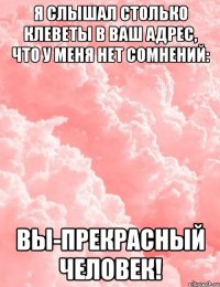 Я слышал столько клеветы в Ваш адрес, что у меня нет сомнений: Вы-прекрасный человек!