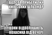 валєра, прибери тих київських шльондр вони відволікають кохасика від вечері