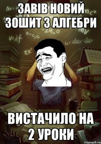 завів новий зошит з алгебри вистачило на 2 уроки