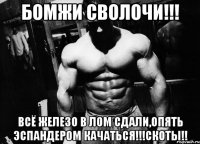 БОМЖИ СВОЛОЧИ!!! всё железо в лом сдали,опять эспандером качаться!!!СКОТЫ!!