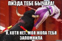 пизда тебе бычара! я, хотя нет, моя жопа тебя запомнила