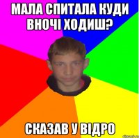 МАЛА СПИТАЛА КУДИ ВНОЧІ ХОДИШ? СКАЗАВ У ВІДРО