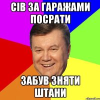 сів за гаражами посрати забув зняти штани