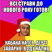 Всі страви до Нового року готові Кабака натер, дерті заварив, воду налив