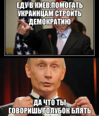 Еду в Киев,помогать украинцам строить демократию да что ты говоришь,голубок блять