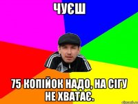 чуєш 75 копійок надо, на сігу не хватає.
