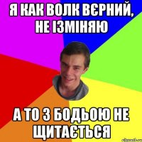 я как волк вєрний, не ізміняю а то з бодьою не щитається