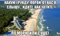какую ерунду! порой, от вас я слышу... идите, как хотите: по морю или суше!