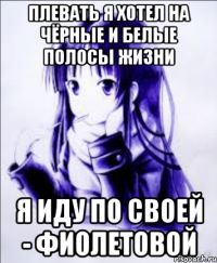 плевать я хотел на чёрные и белые полосы жизни я иду по своей - фиолетовой