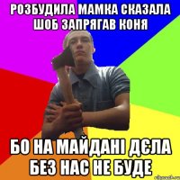 розбудила мамка сказала шоб запрягав коня бо на майдані дєла без нас не буде