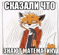Сказали что знают математику