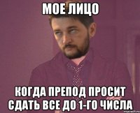 Мое лицо когда препод просит сдать все до 1-го числа