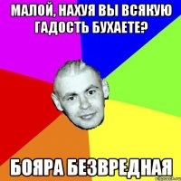 МАЛОЙ, НАХУЯ ВЫ ВСЯКУЮ ГАДОСТЬ БУХАЕТЕ? БОЯРА БЕЗВРЕДНАЯ