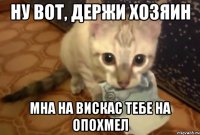 ну вот, держи хозяин мна на вискас тебе на опохмел
