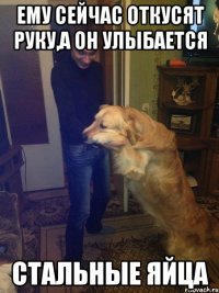Ему сейчас откусят руку,а он улыбается стальные яйца