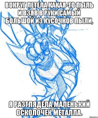 Вокруг летела какая-то пыль и взяв в руки самый большой из кусочков пыли, я разглядела маленький осколочек металла.