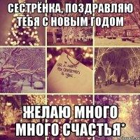 Сестрёнка, поздравляю тебя с новым годом желаю много много счастья*