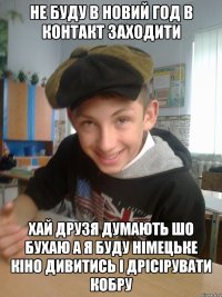 Не буду в новий год в контакт заходити хай друзя думають шо бухаю а я буду німецьке кіно дивитись і дрісірувати кобру