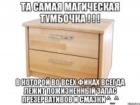 Та самая магическая тумбочка ! ! ! в которой во всех фиках всегда лежит пожизненный запас презервативов и смазки ^_^